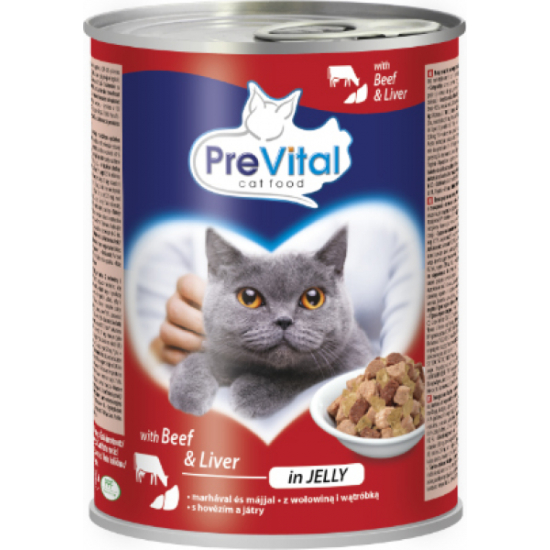 PreVital konzervy pre mačky s hovädzím a pečeňou 415g