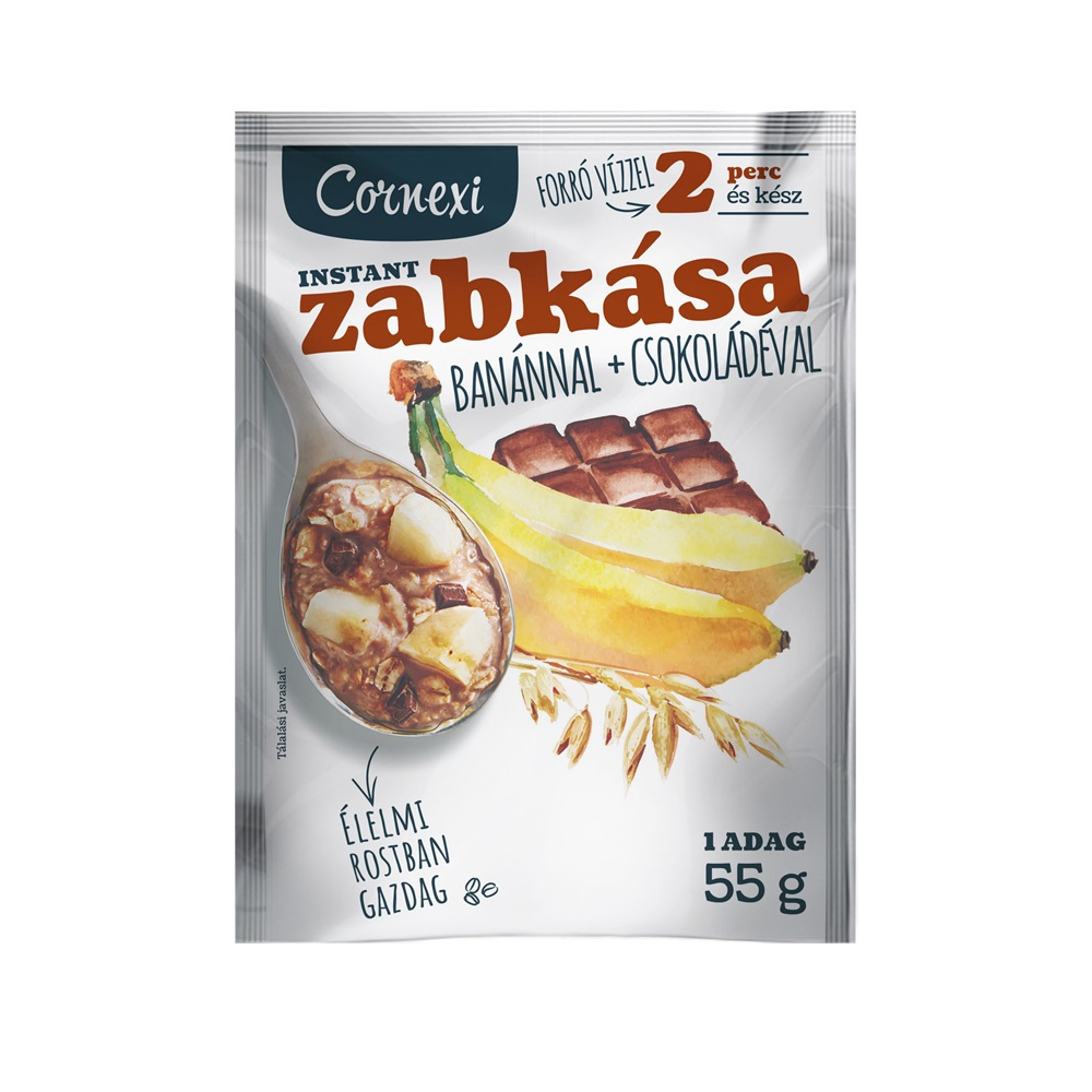 Cornexi ovsená kaša banánová s čokoládou 55g Cornexi ovsená kaša banánová s čokoládou 55g